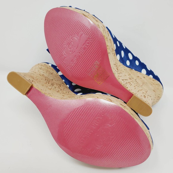 Paris Hilton White Polka Dot Shelly Wedges Sandals - Picture 9 of 10